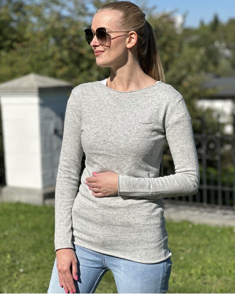 Svetr dámský MET šedý s průstřihem na zádech 